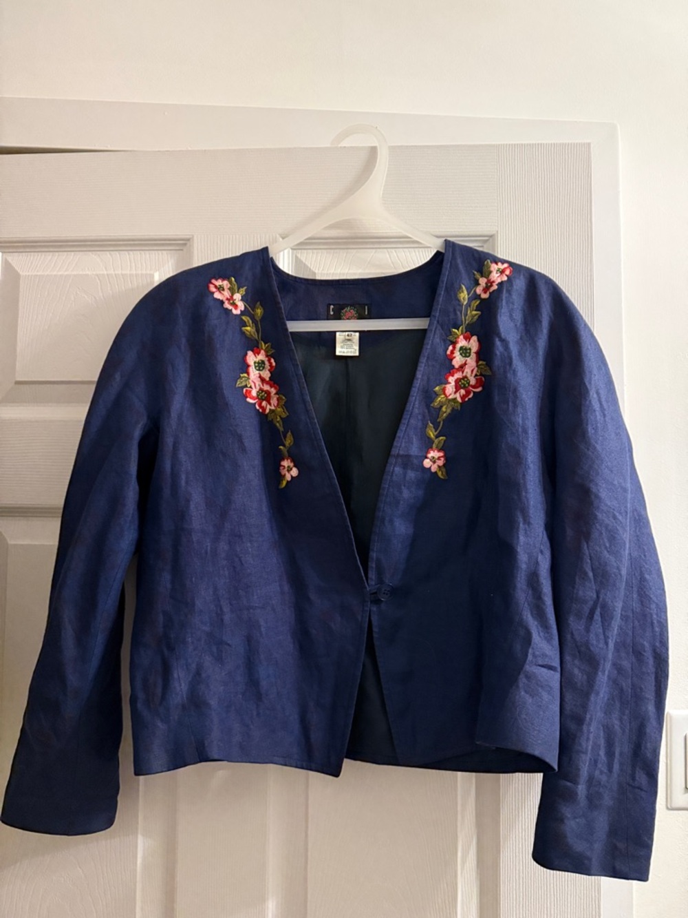 Vintage Floral Open Jacket - Navy